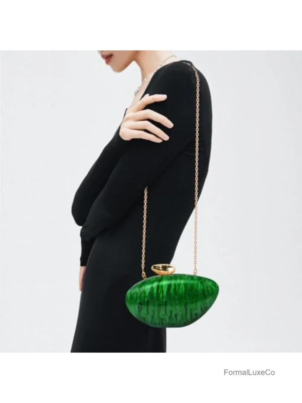 Acrylic Shell Clutch Purse with Magnetic Closure Evening Bag